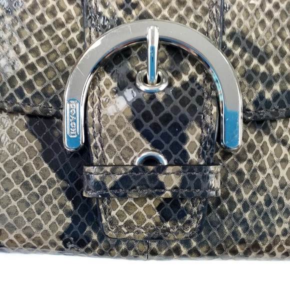 Coach SoHo Continental Exotic Black Embossed Python Print Leather Trifold Wallet - Picture 2 of 15